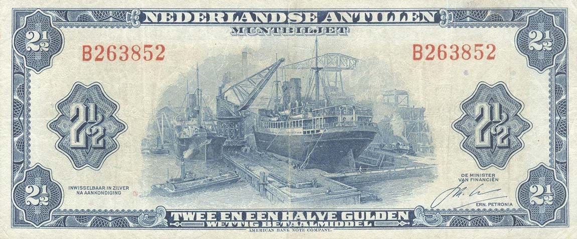 Front of Netherlands Antilles pA1b: 2.5 Gulden from 1964