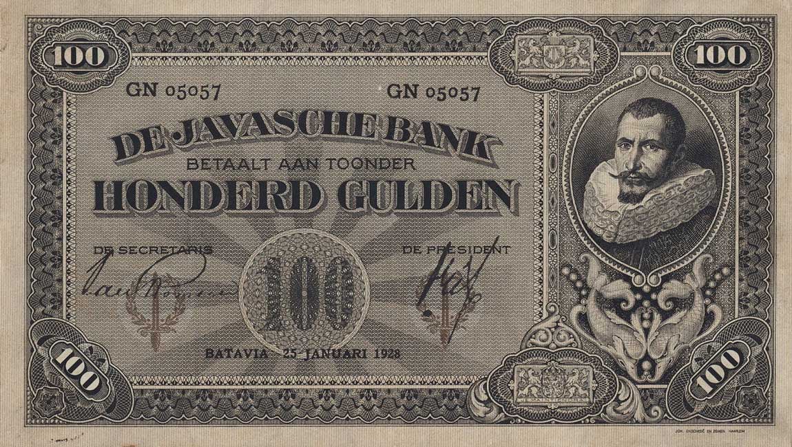 Front of Netherlands Indies p73b: 100 Gulden from 1925