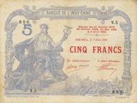 p15a from New Caledonia: 5 Francs from 1916