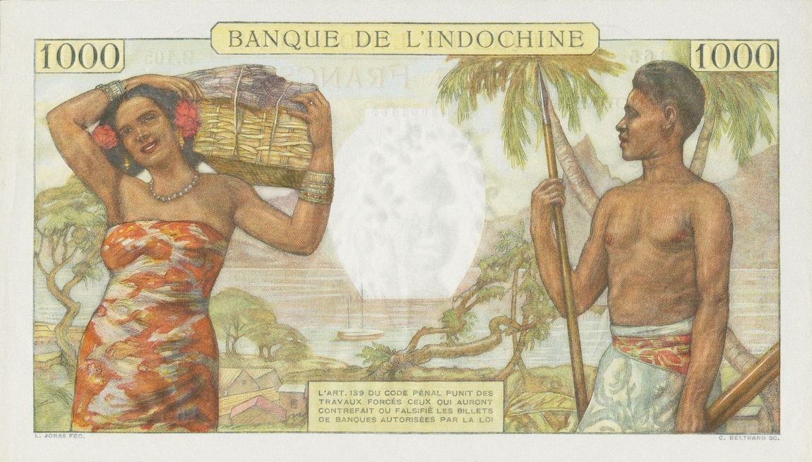 Back of New Caledonia p43d: 1000 Francs from 1963
