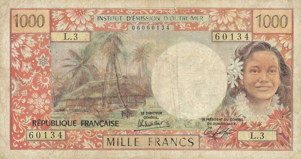 Front of New Caledonia p64b: 1000 Francs from 1983