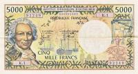 p65b from New Caledonia: 5000 Francs from 1975