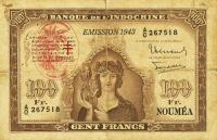 p11 from New Hebrides: 100 Francs from 1946
