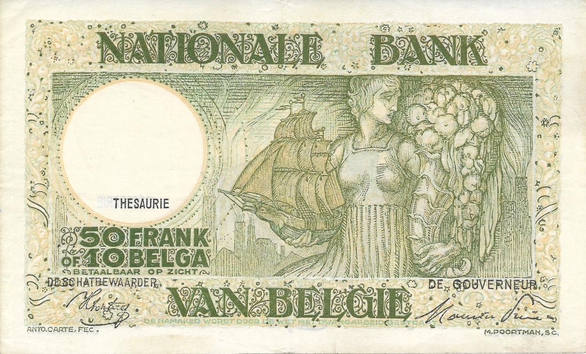 Back of Belgium p106: 50 Francs from 1935