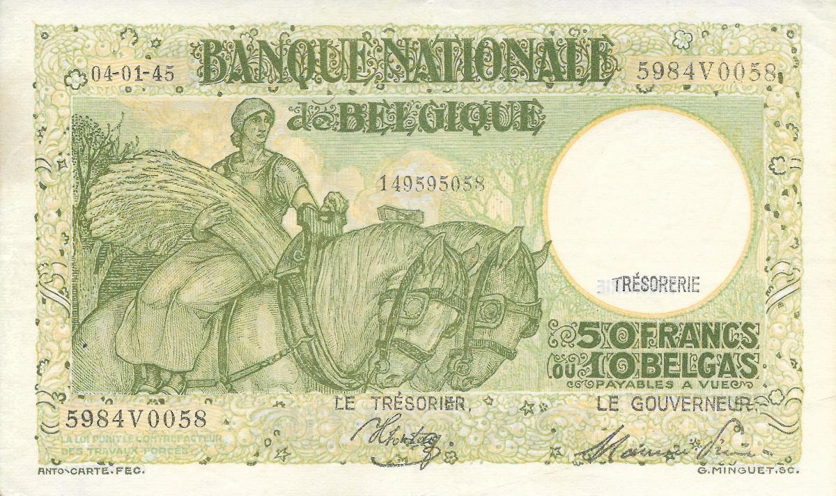 Front of Belgium p106: 50 Francs from 1935