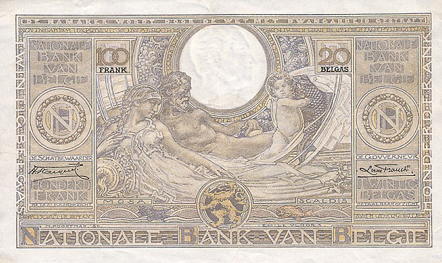 Back of Belgium p107: 100 Francs from 1933