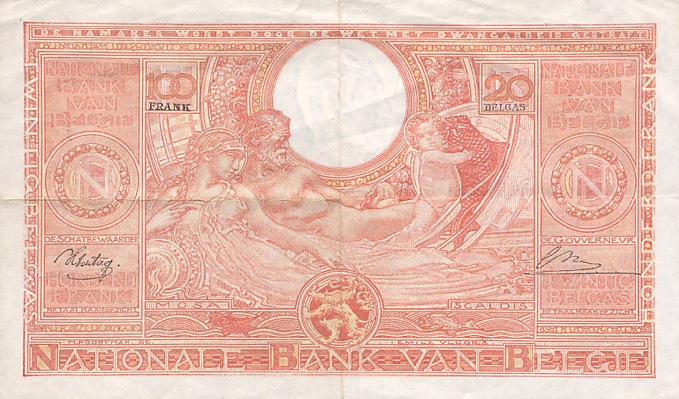 Back of Belgium p113: 100 Francs from 1944
