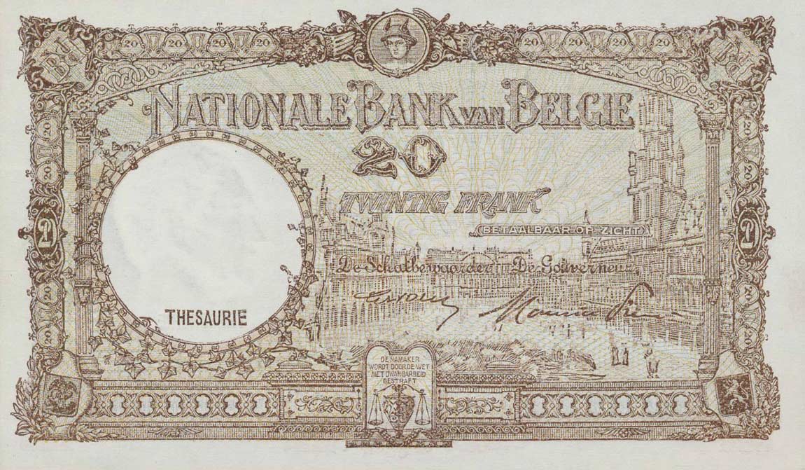 Back of Belgium p116: 20 Francs from 1948