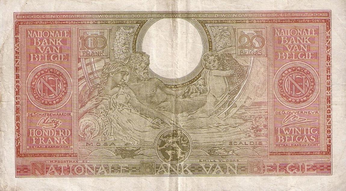 Back of Belgium p123: 100 Francs from 1943