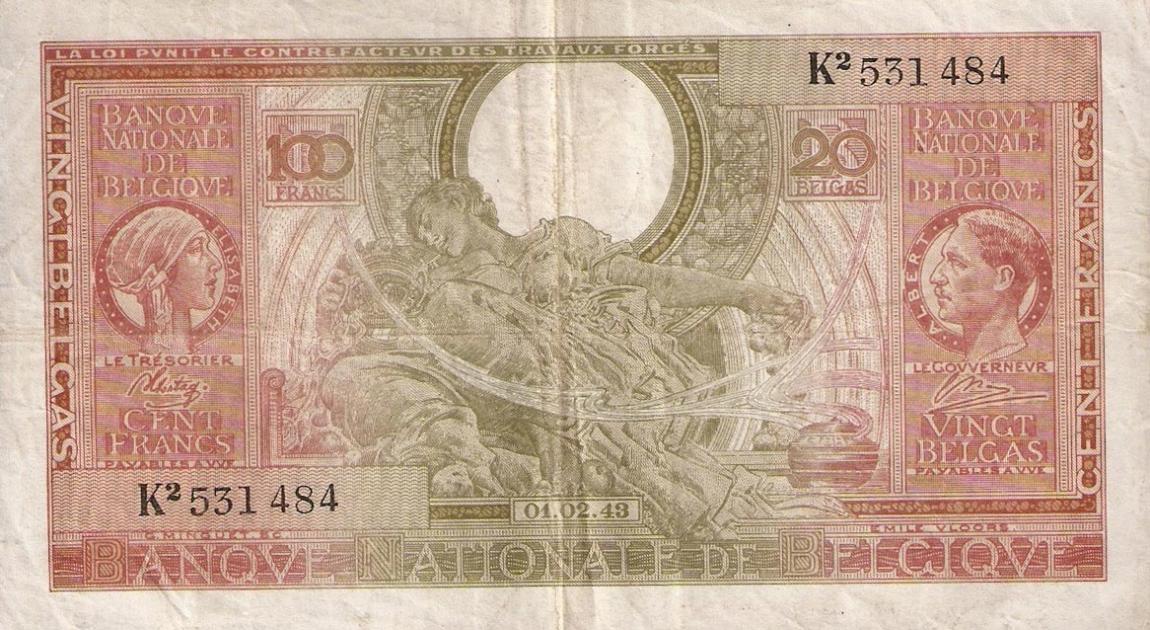 Front of Belgium p123: 100 Francs from 1943
