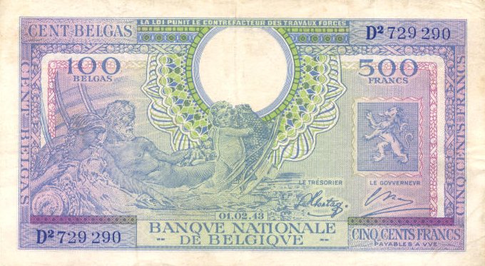 Front of Belgium p124: 500 Francs from 1943