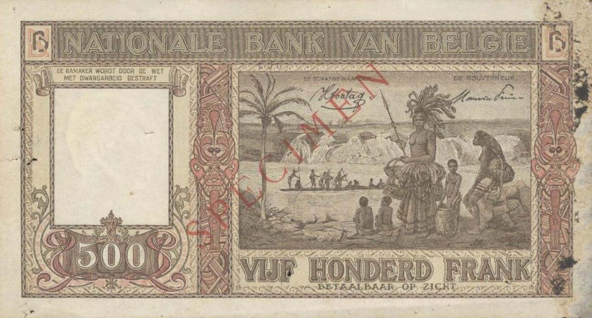 Back of Belgium p127s: 500 Francs from 1944