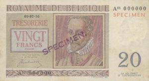 Gallery image for Belgium p132s: 20 Francs