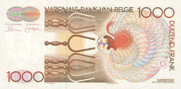 Back of Belgium p144a: 1000 Francs from 1980