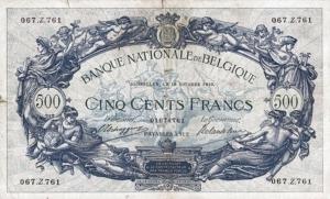p72a from Belgium: 500 Francs from 1910