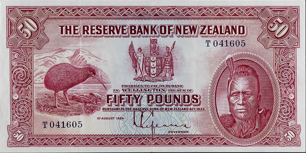 Front of New Zealand p157: 50 Pounds from 1934