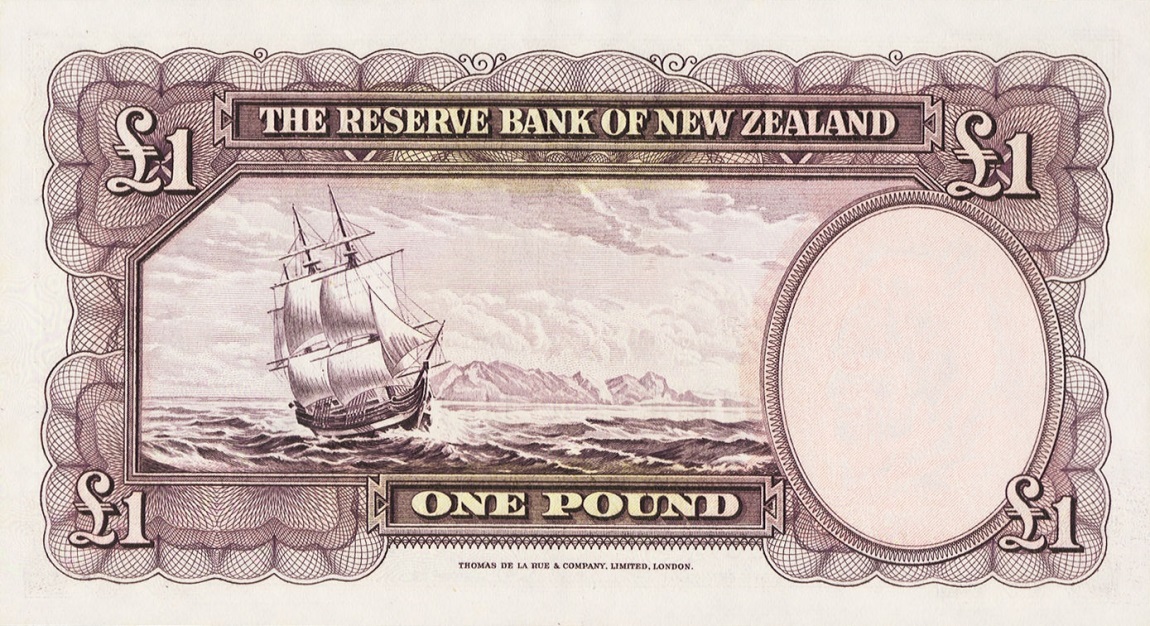Back of New Zealand p159b: 1 Pound from 1955