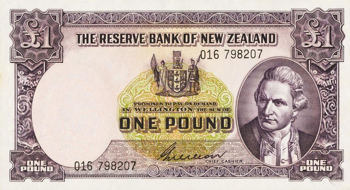 Front of New Zealand p159b: 1 Pound from 1955