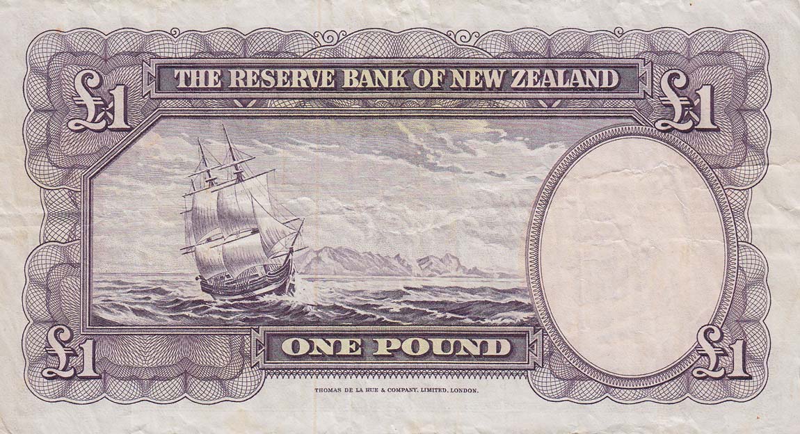 Back of New Zealand p159c: 1 Pound from 1956