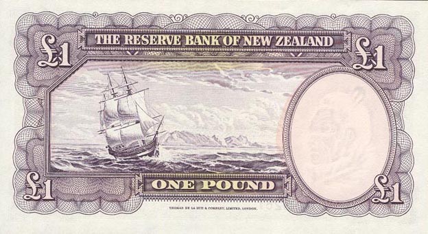 Back of New Zealand p159d: 1 Pound from 1967