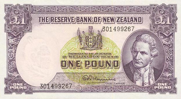 Front of New Zealand p159d: 1 Pound from 1967