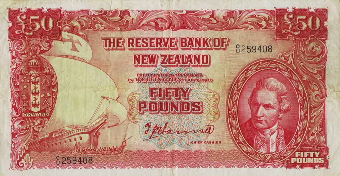 Front of New Zealand p162a: 50 Pounds from 1940