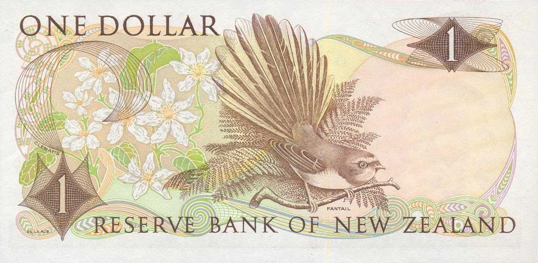 Back of New Zealand p163r: 1 Dollar from 1967