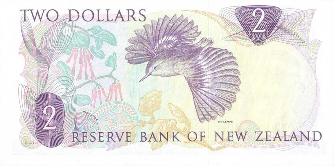 Back of New Zealand p164r: 2 Dollars from 1967