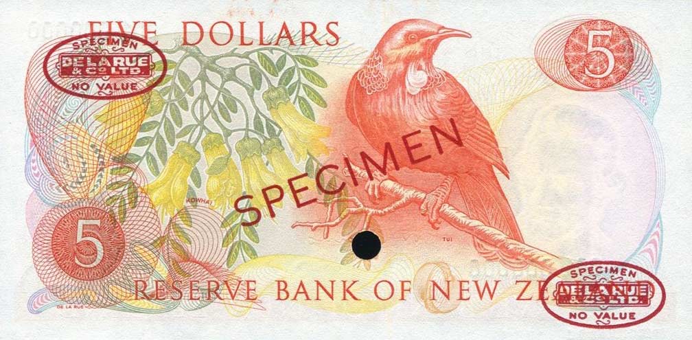 Back of New Zealand p165s: 5 Dollars from 1967