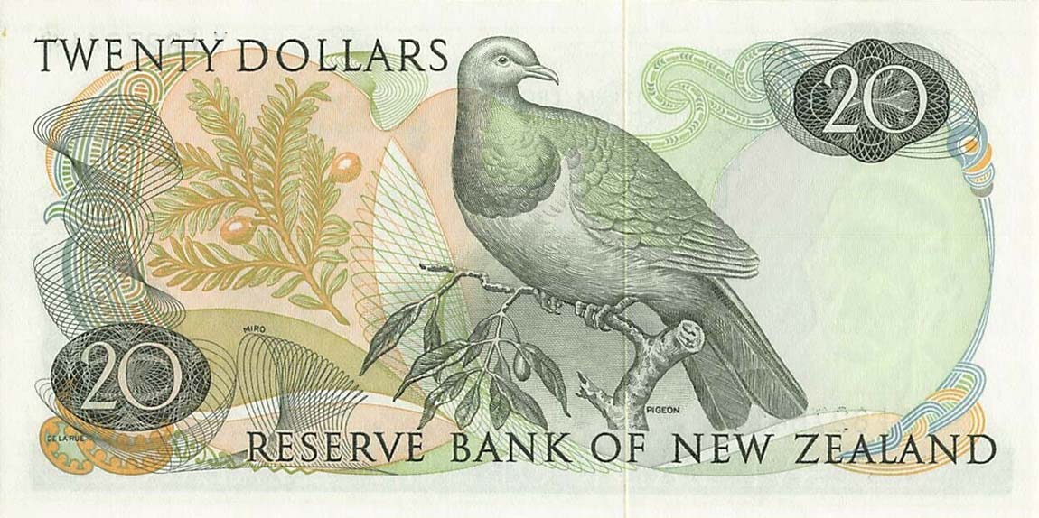 Back of New Zealand p167r: 20 Dollars from 1977