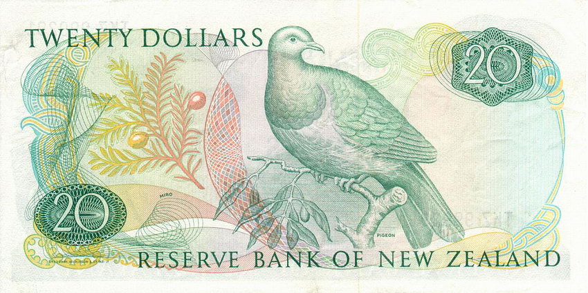 Back of New Zealand p173c: 20 Dollars from 1989