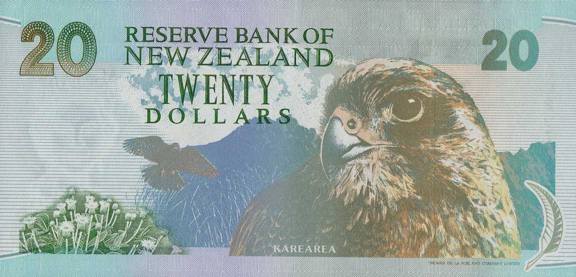 Back of New Zealand p179r: 20 Dollars from 1992