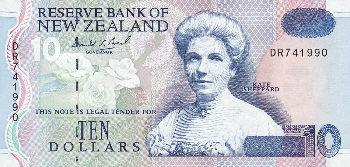 Front of New Zealand p182b: 10 Dollars from 1994