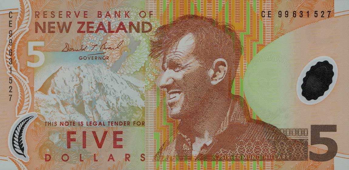 Front of New Zealand p185a: 5 Dollars from 1999