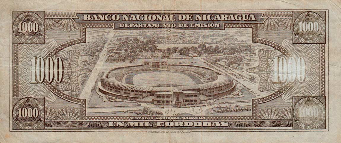 Back of Nicaragua p106a: 1000 Cordobas from 1953