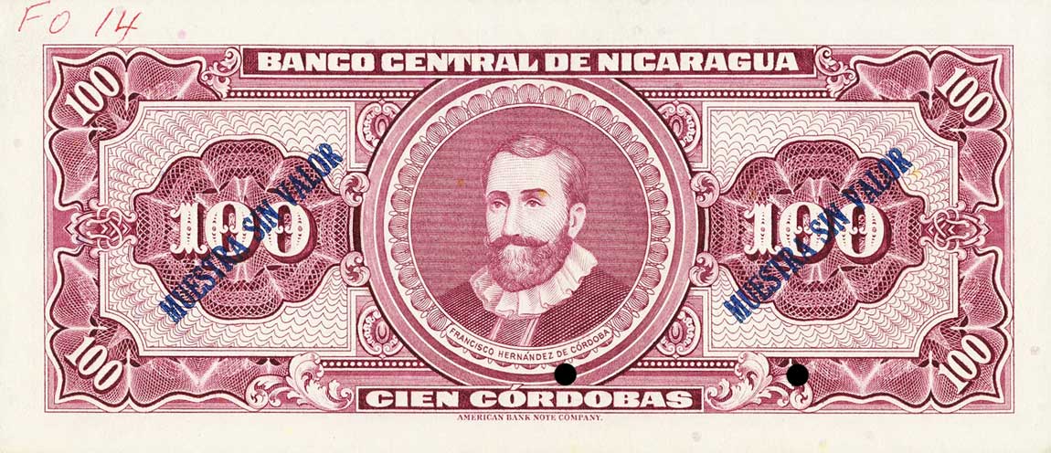 Back of Nicaragua p112s: 100 Cordobas from 1962