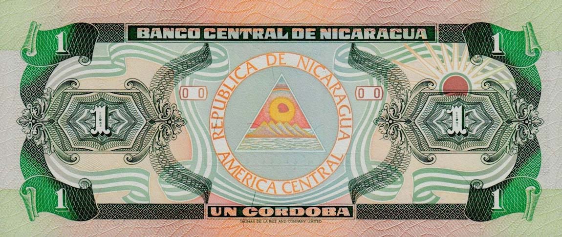 Back of Nicaragua p173: 1 Cordoba from 1990