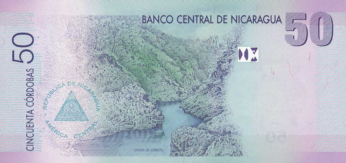 Back of Nicaragua p203a: 50 Cordobas from 2007