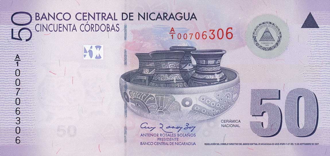 Front of Nicaragua p203a: 50 Cordobas from 2007