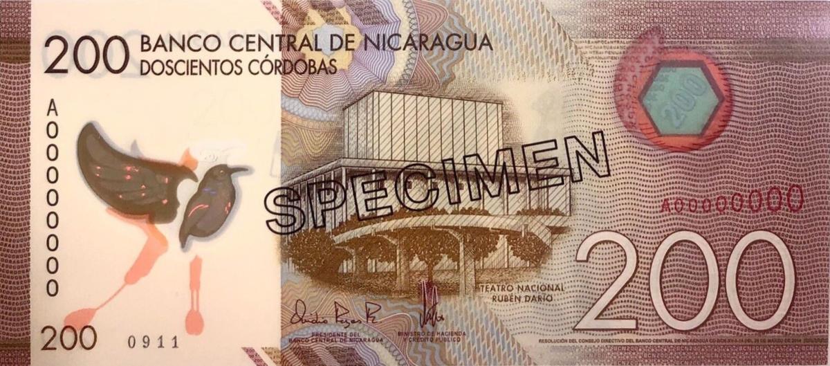 Front of Nicaragua p213s: 200 Cordobas from 2014