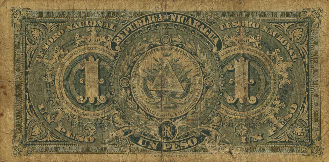 Back of Nicaragua p24b: 1 Peso from 1894