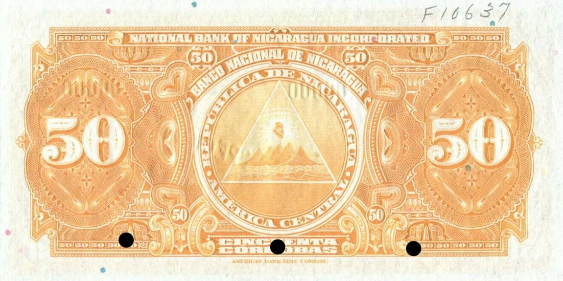 Back of Nicaragua p68s2: 50 Cordobas from 1937