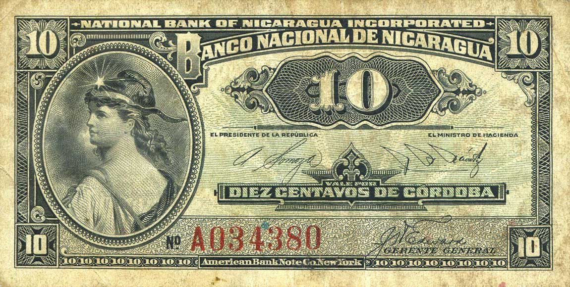 Front of Nicaragua p85b: 10 Centavos from 1937