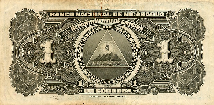 Back of Nicaragua p91a: 1 Cordoba from 1949