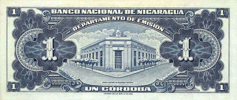 Back of Nicaragua p99a: 1 Cordoba from 1953