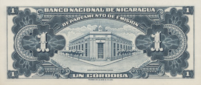 Back of Nicaragua p99b: 1 Cordoba from 1957