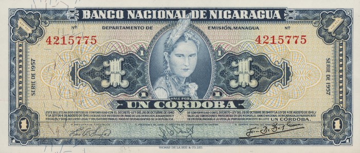 Front of Nicaragua p99b: 1 Cordoba from 1957