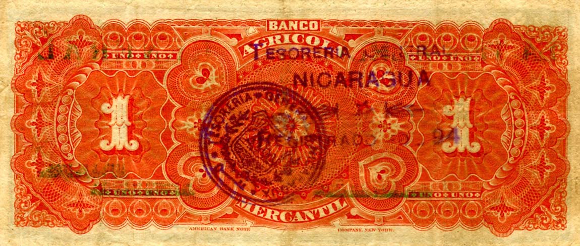 Back of Nicaragua pA14a: 1 Peso from 1896