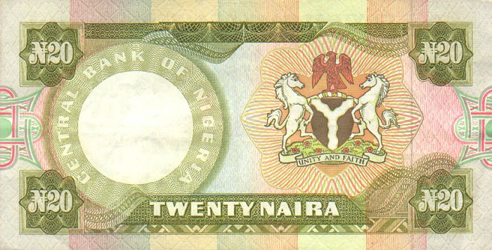 Back of Nigeria p18a: 20 Naira from 1977