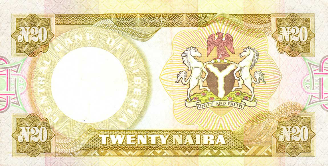 Back of Nigeria p18b: 20 Naira from 1977